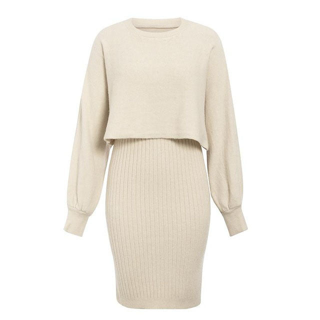 Indie | Women's Cropped Sweater Knit Dress Set