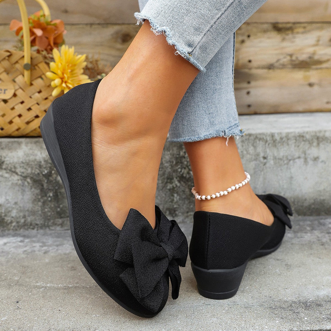 Adalina | Women's Flats – Elegant Bow Detail Ballerina Shoes