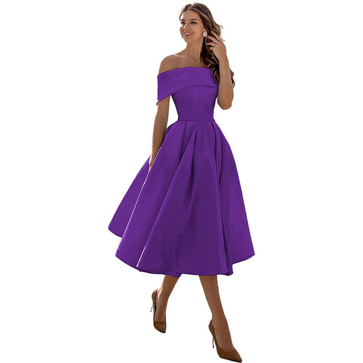 Arabella | One Shoulder A-Line Dress with Pleated Midi Skirt