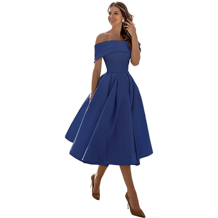 Arabella | One Shoulder A-Line Dress with Pleated Midi Skirt