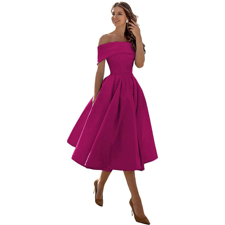 Arabella | One Shoulder A-Line Dress with Pleated Midi Skirt