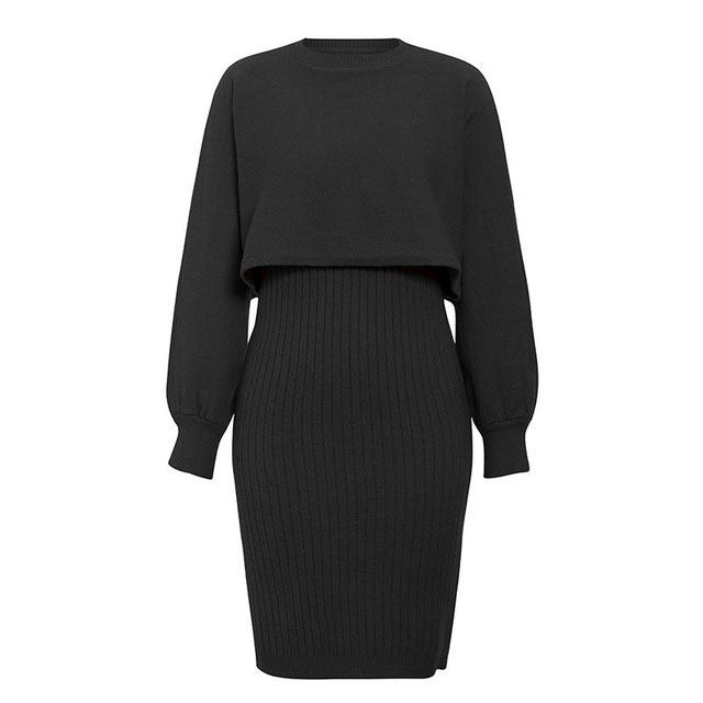 Indie | Women's Cropped Sweater Knit Dress Set