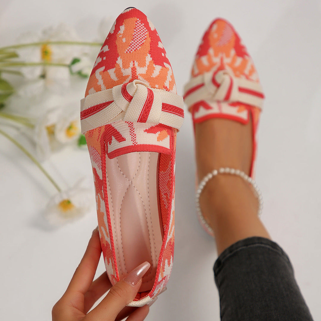 Odalys | Women's Flats – Pointed Toe Bow-Tie Ballerina Shoes