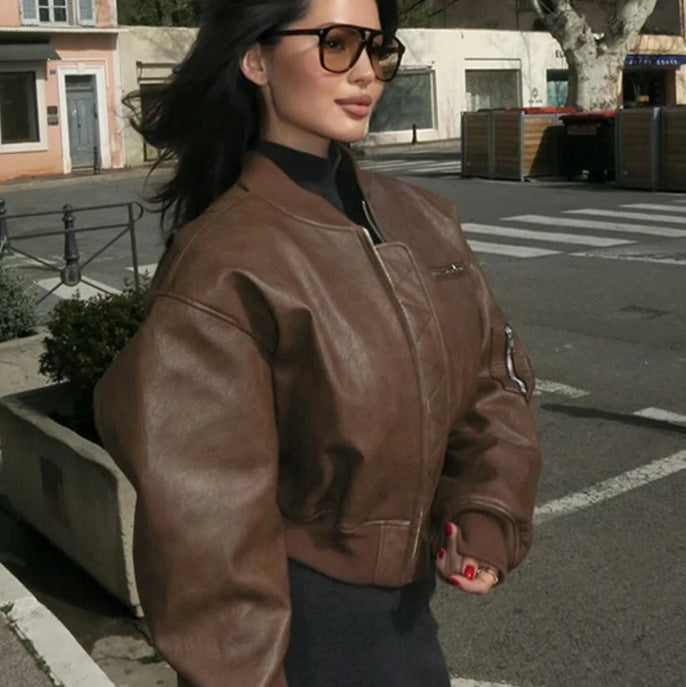 Coppelle | Cropped Quilted Panel Bomber Women's Leather Jackets