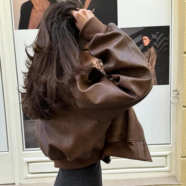 Coppelle | Cropped Quilted Panel Bomber Women's Leather Jackets