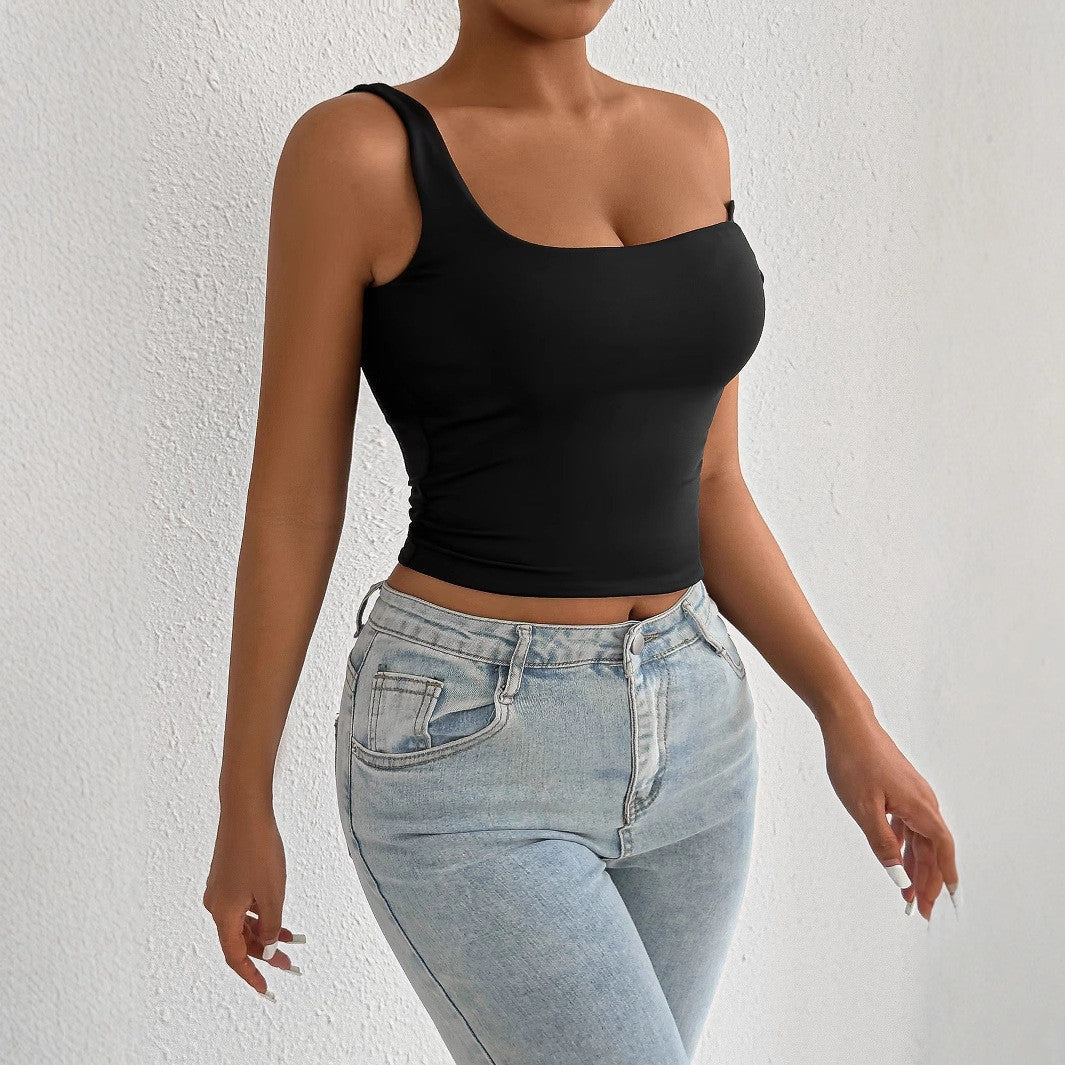Onyx | Asymmetric One Shoulder Crop Off Shoulder Top