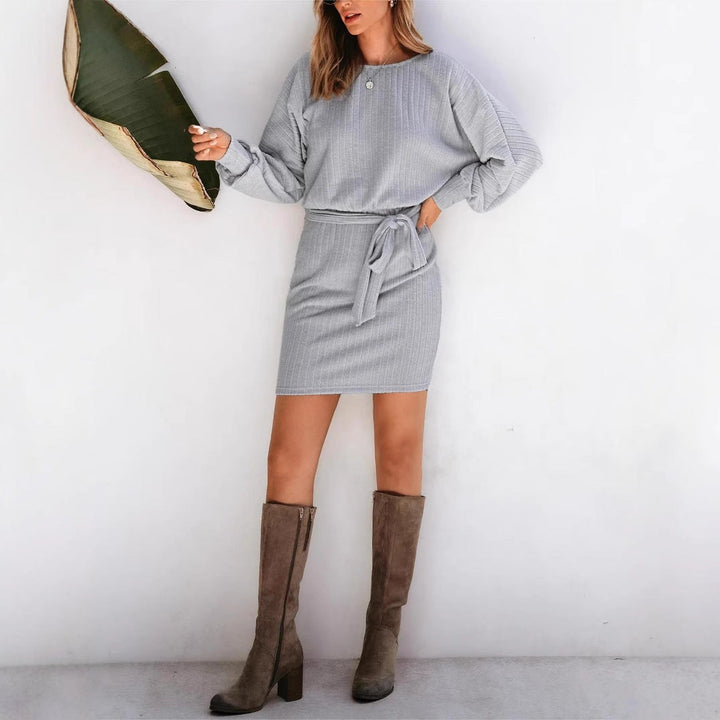 Everley | Women's Ribbed Knit Dress with Tie Waist