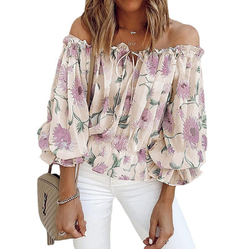 Dahlia | Floral Print Ruffle Sleeve Off Shoulder Top