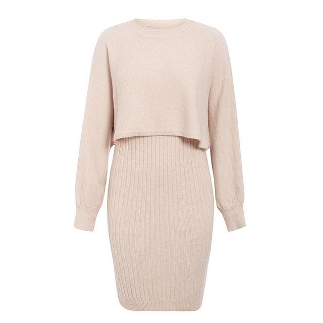Indie | Women's Cropped Sweater Knit Dress Set