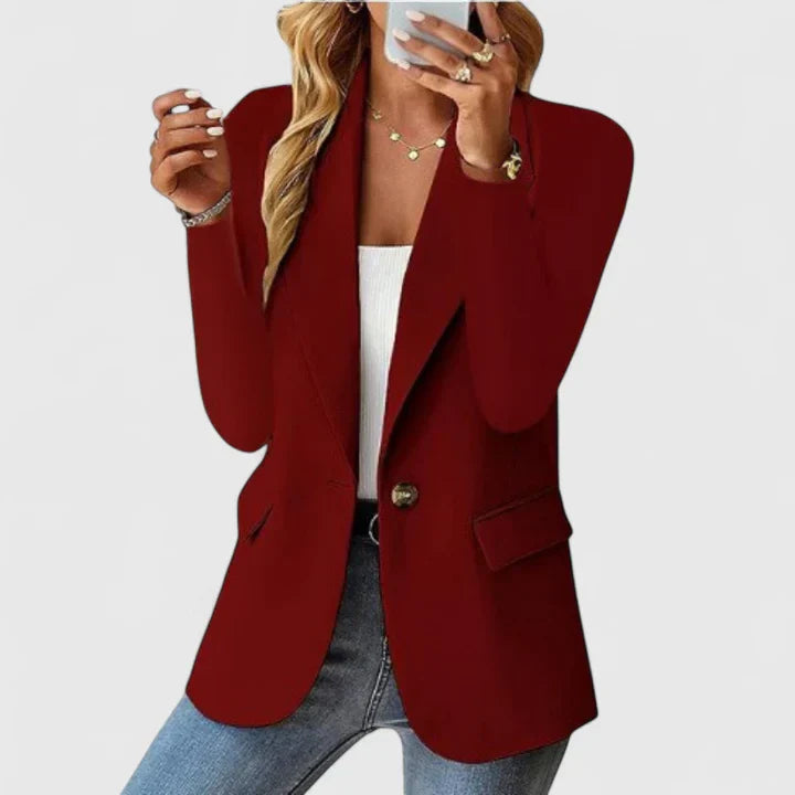 Harlow | Women's Open Front Blazer with Gold Button Detail