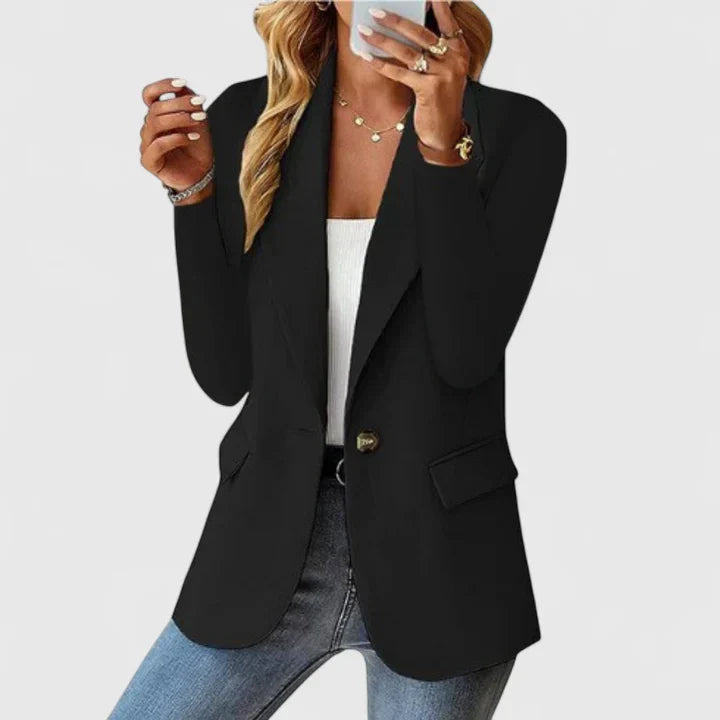 Harlow | Women's Open Front Blazer with Gold Button Detail