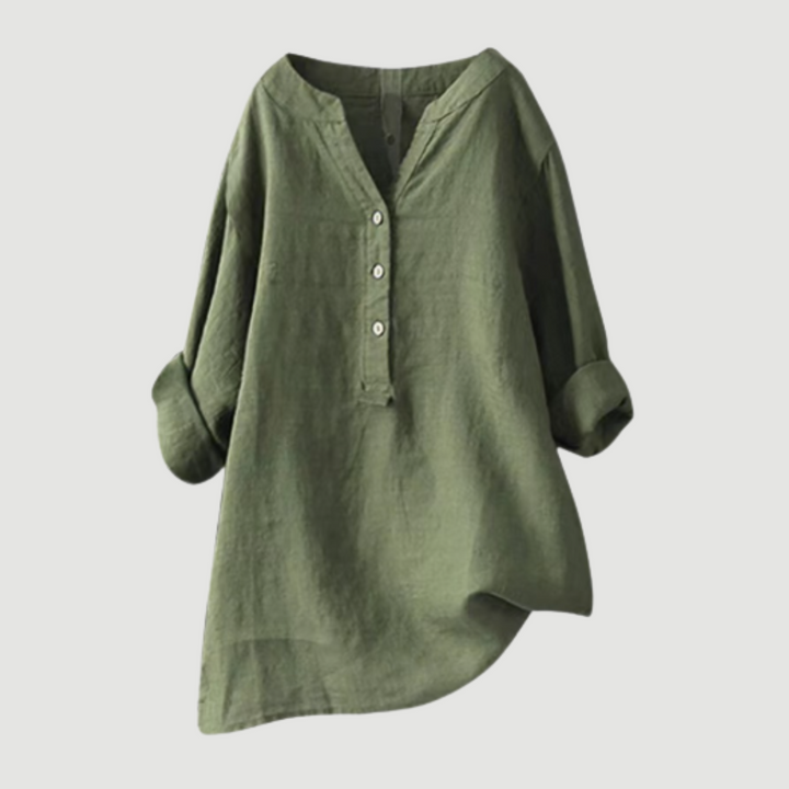 Sandrift | Linen Button-Up Longline Tunic Blouse