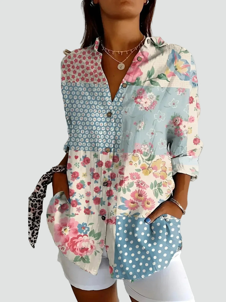 Meadowpatch | Floral Patchwork Print Tunic Blouse