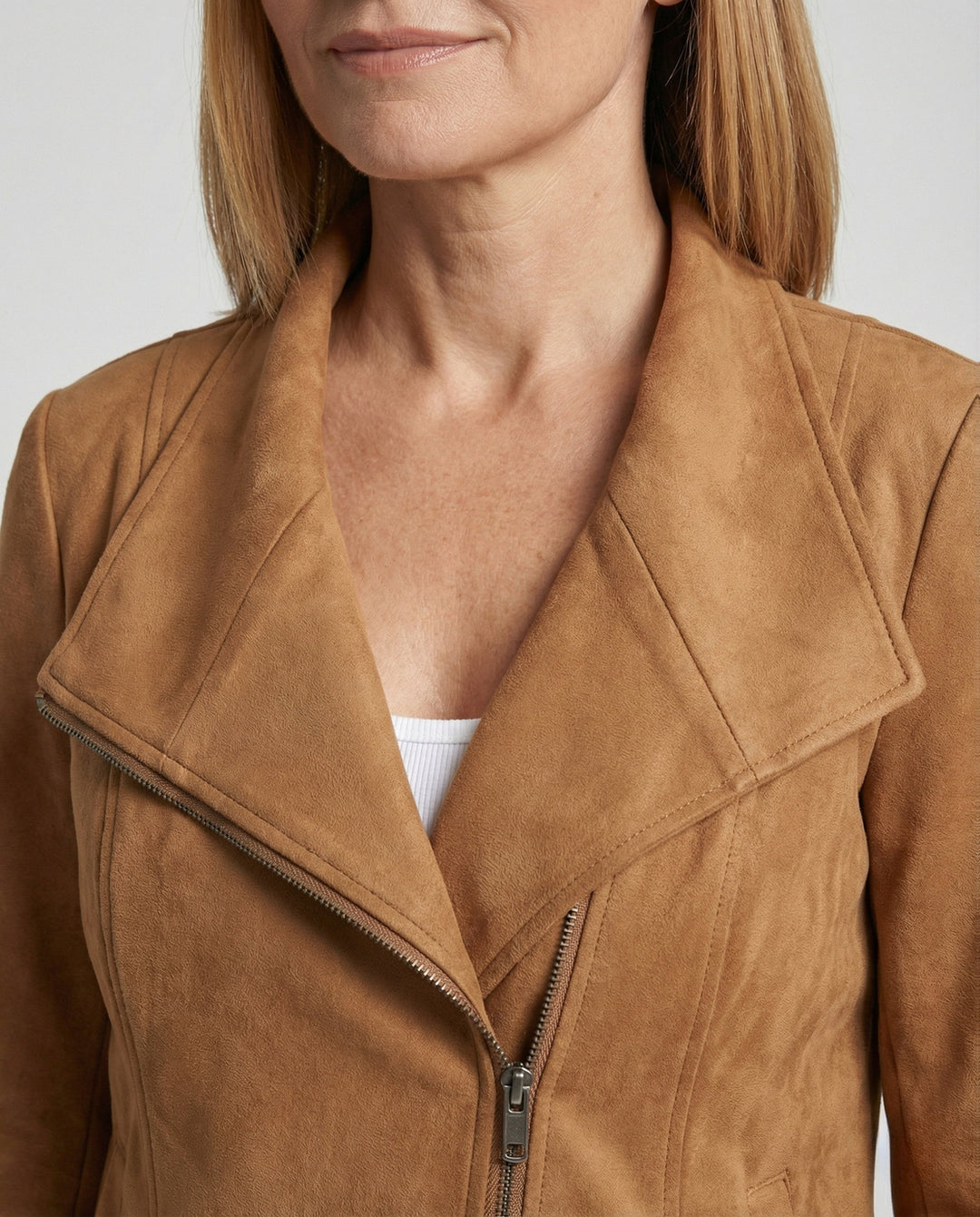 Tawney | Suede Waterfall Collar Women's Leather Jackets