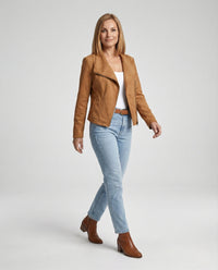 Tawney | Suede Waterfall Collar Women's Leather Jackets