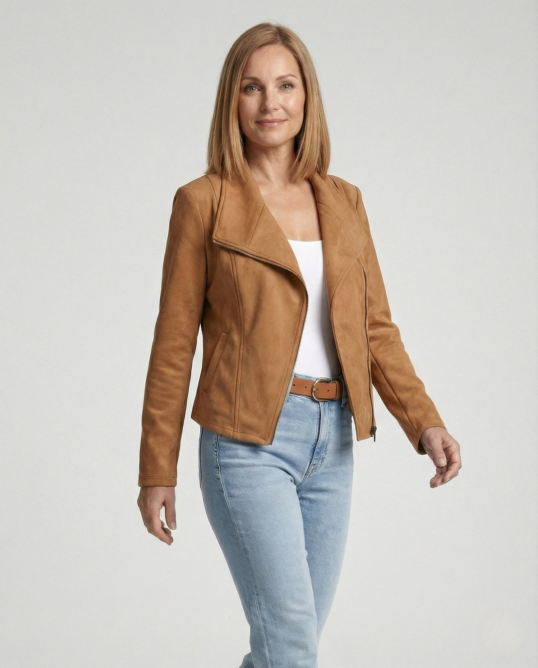 Tawney | Suede Waterfall Collar Women's Leather Jackets