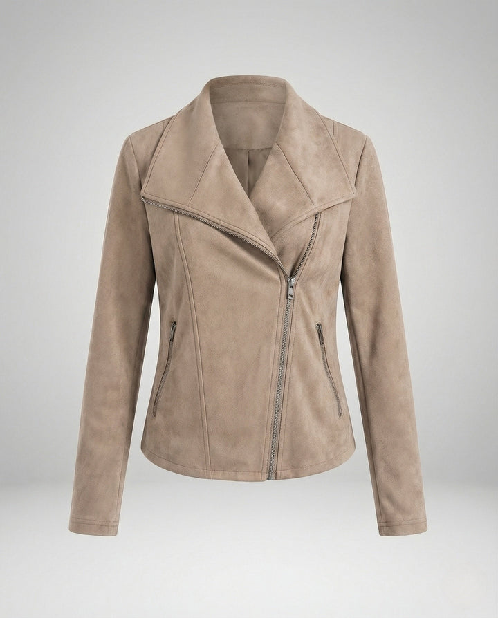 Tawney | Suede Waterfall Collar Women's Leather Jackets