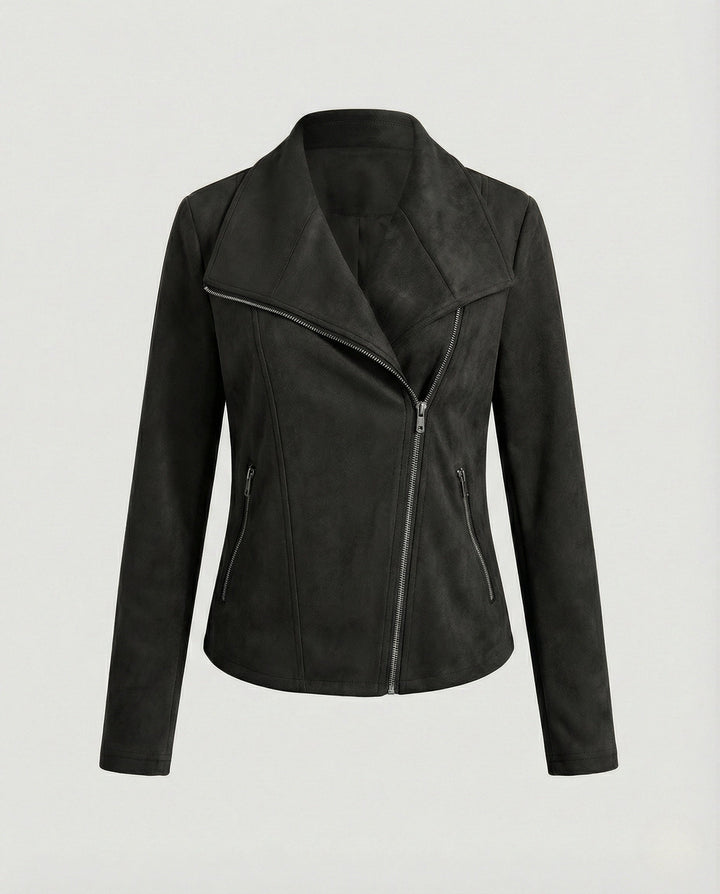 Tawney | Suede Waterfall Collar Women's Leather Jackets