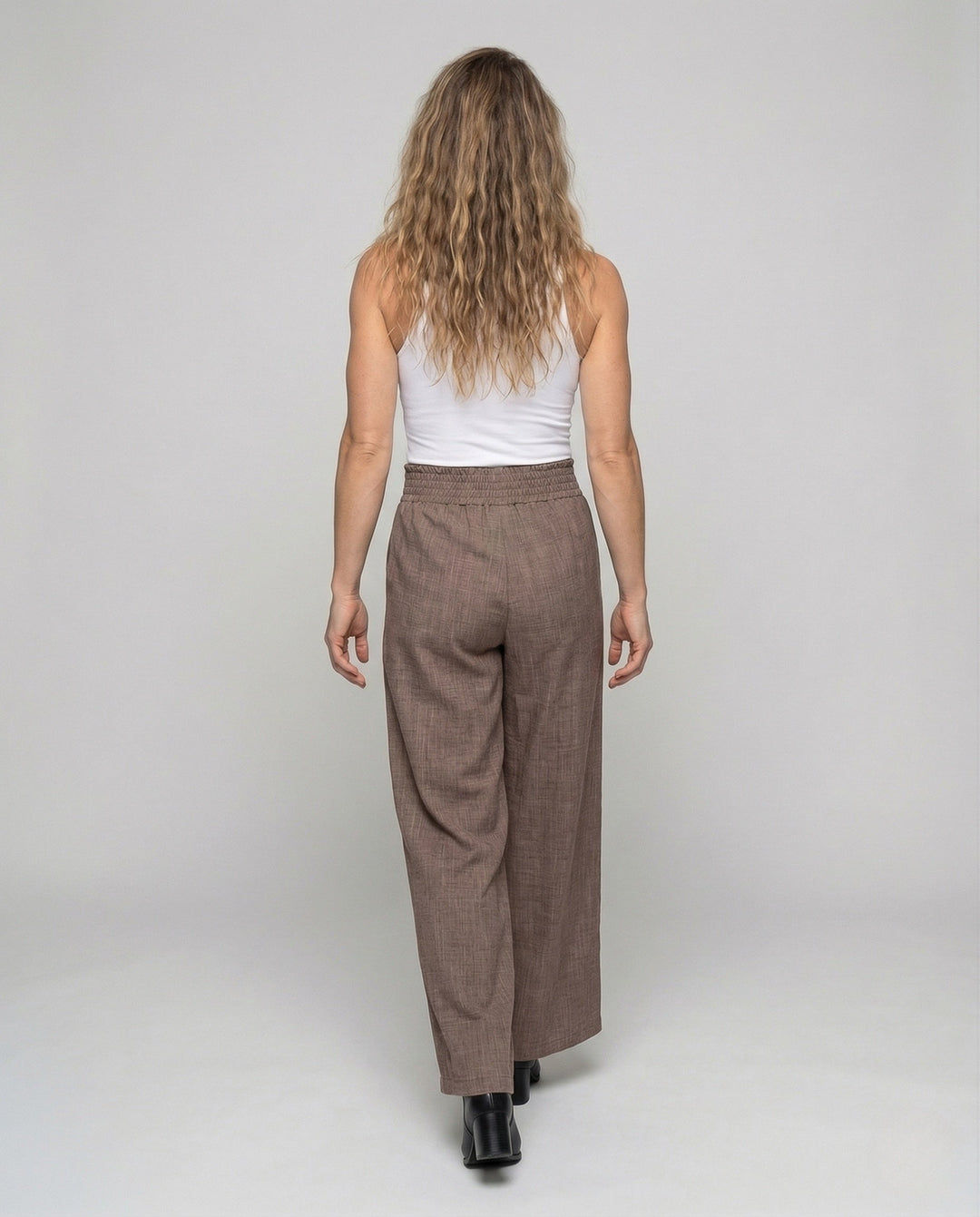 Palazzo | High-Waist Smocked Wide-Leg Linen Pants