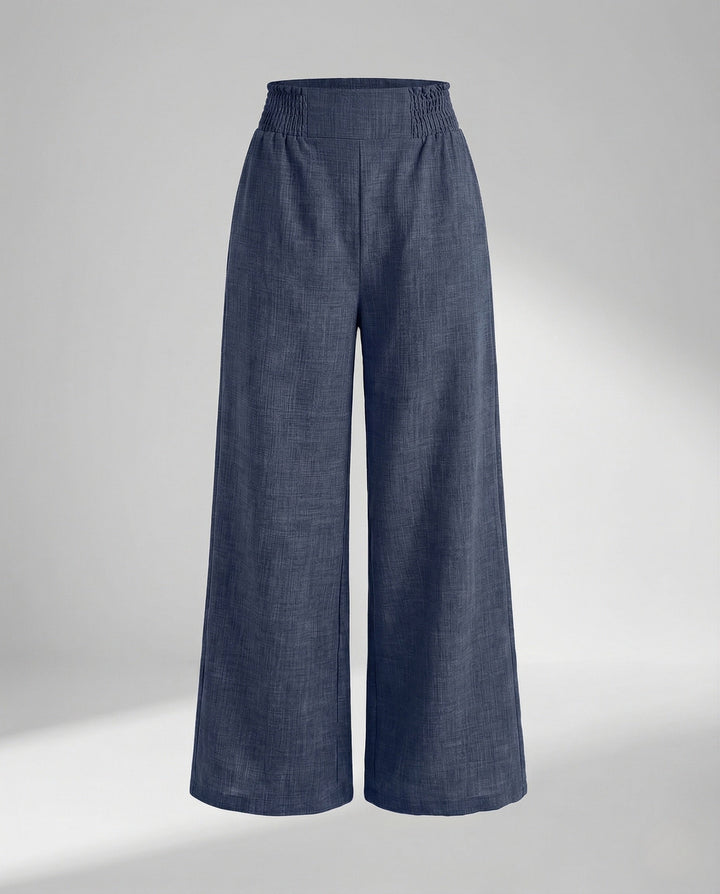 Palazzo | High-Waist Smocked Wide-Leg Linen Pants
