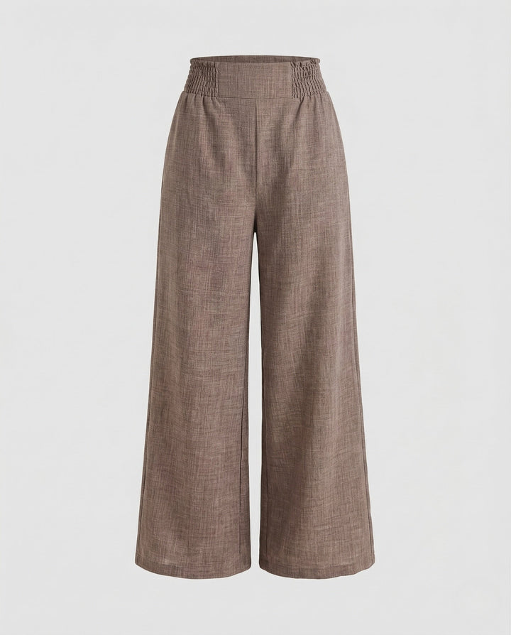 Palazzo | High-Waist Smocked Wide-Leg Linen Pants