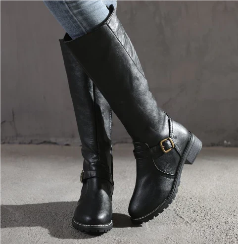 Sloane | Women's Knee High Boots Leather Buckle