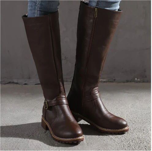 Sloane | Women's Knee High Boots Leather Buckle