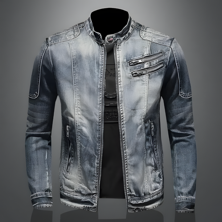 Rurik | Men's Moto-Style Zip Denim Jacket with Zip Pockets