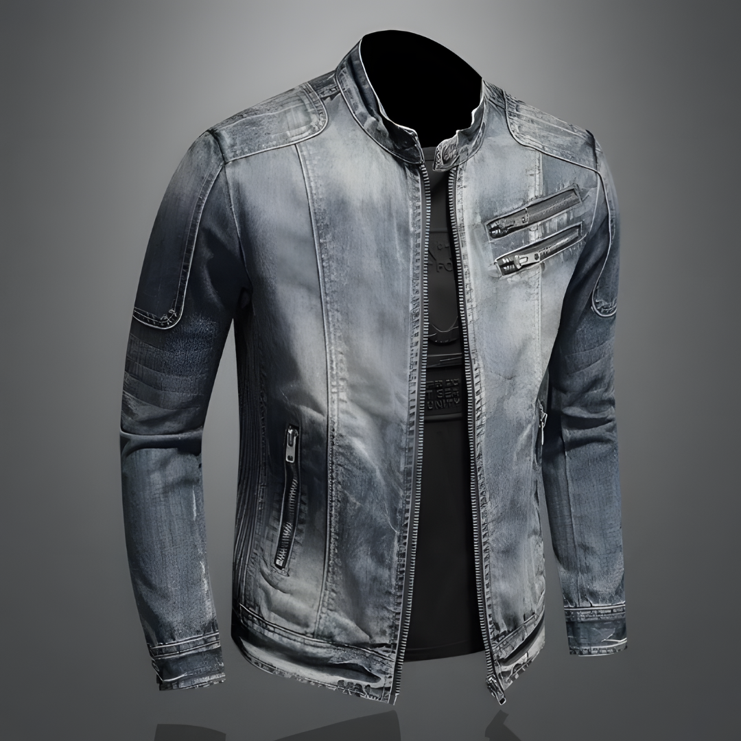 Rurik | Men's Moto-Style Zip Denim Jacket with Zip Pockets
