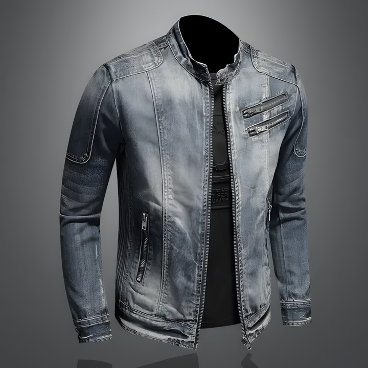 Rurik | Men's Moto-Style Zip Denim Jacket with Zip Pockets