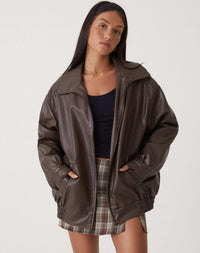 Robbie | Oversized Leather Look Women's Bomber Jackets