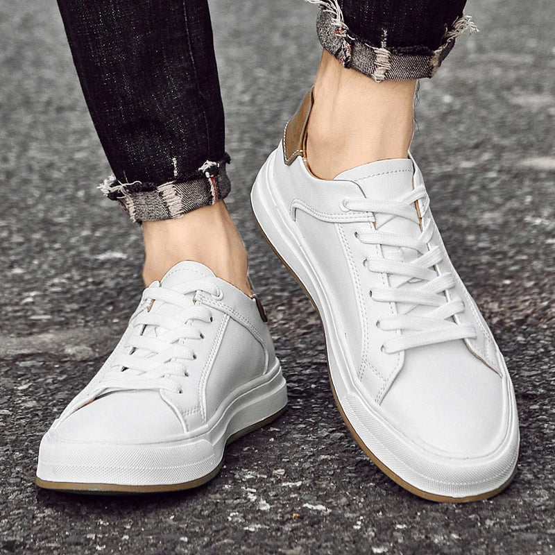 Dalton | Clean Leather Low-Top Men's Sneakers with Contrast Heel Tab