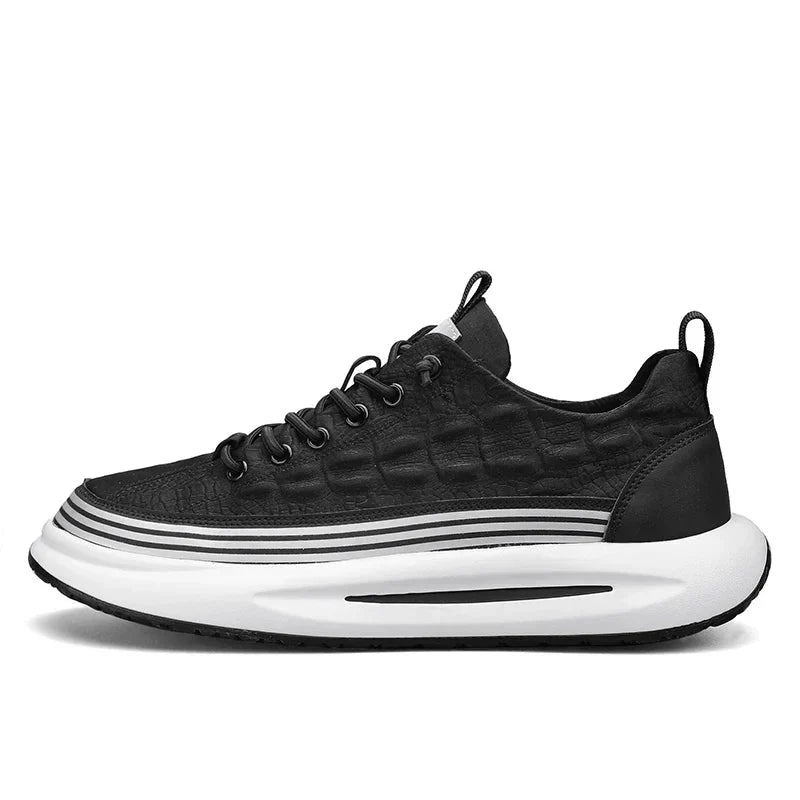 Adrian | Quilted Leather Men's Sneakers with Striped Platform Sole