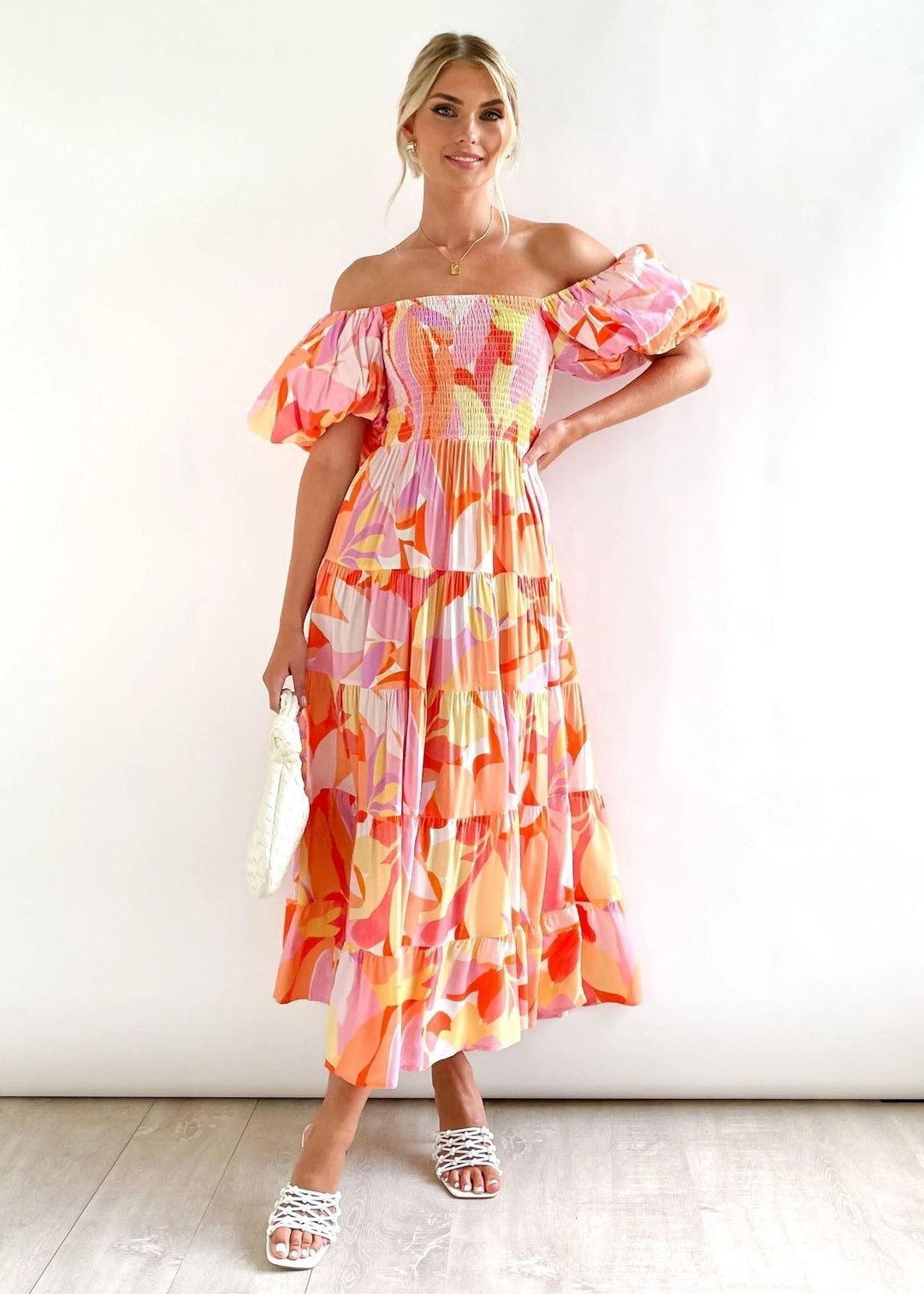 Primrose | One Shoulder Dress with Tiered Floral Midi Skirt