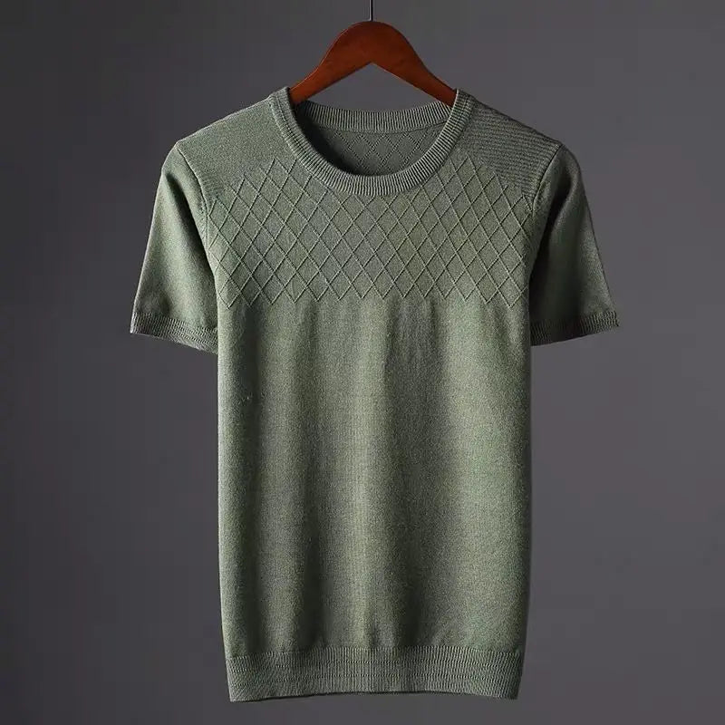 Diamond | Argyle Jacquard Knit Crew Neck T-Shirt