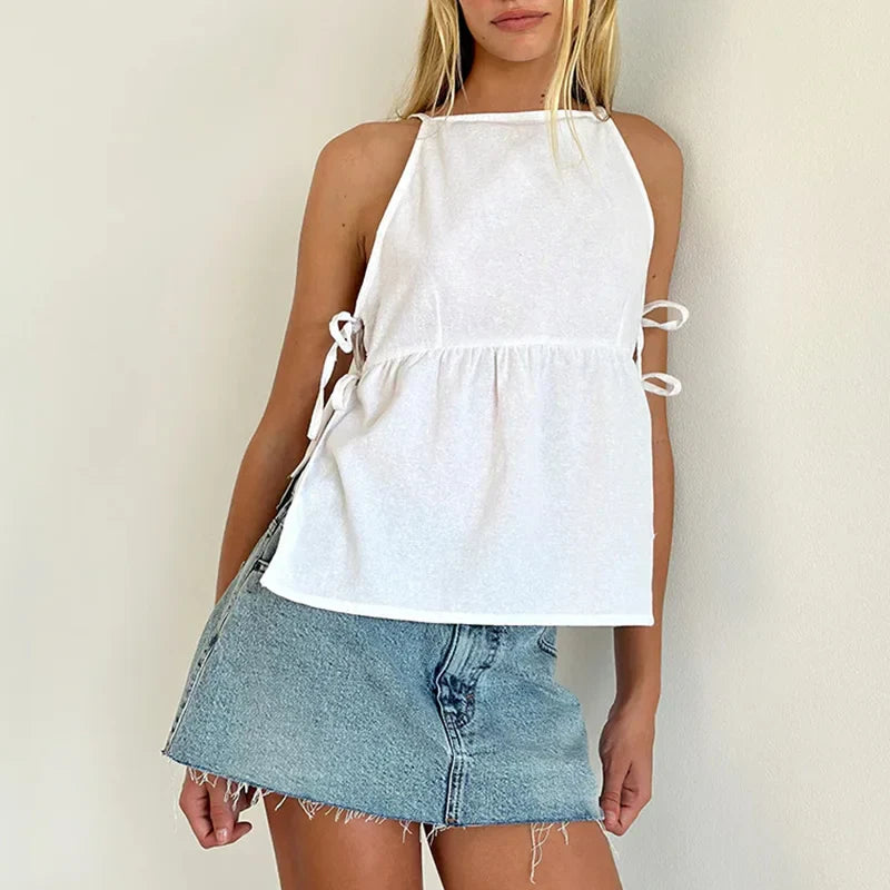 Elowyn | Women's Bow-Tie Tank Top – Adjustable Strap Design