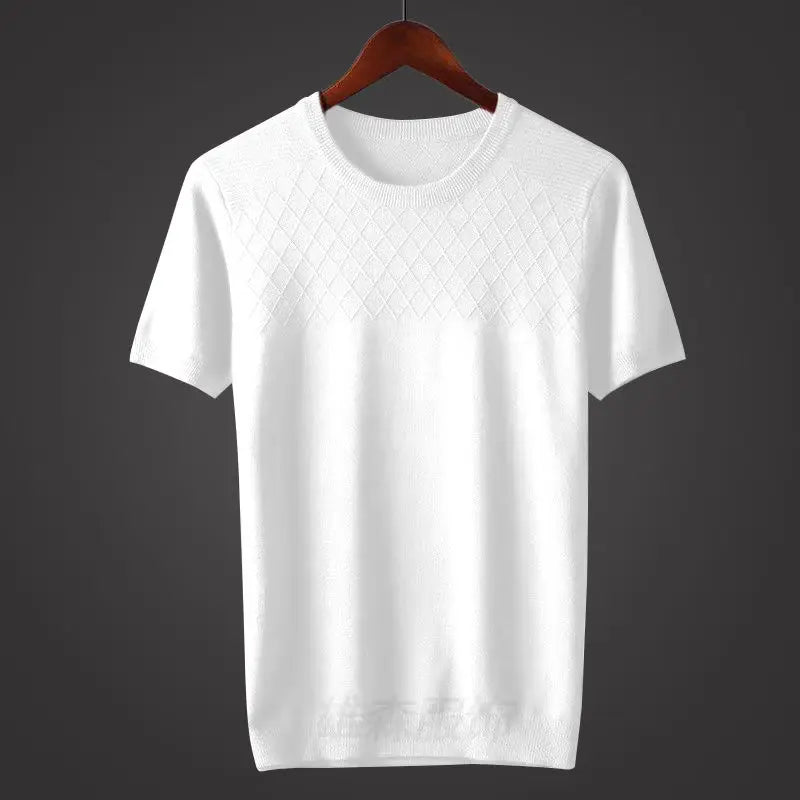 Diamond | Argyle Jacquard Knit Crew Neck T-Shirt