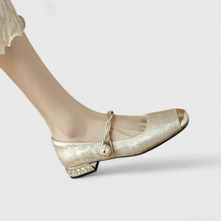 Celeste | Mary Jane Flats with Twisted Pearl Strap Detail