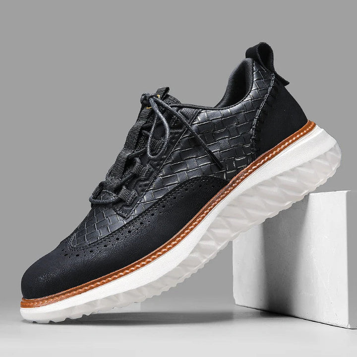 Quillen | Woven Texture Brogue-Detail Men Sneakers