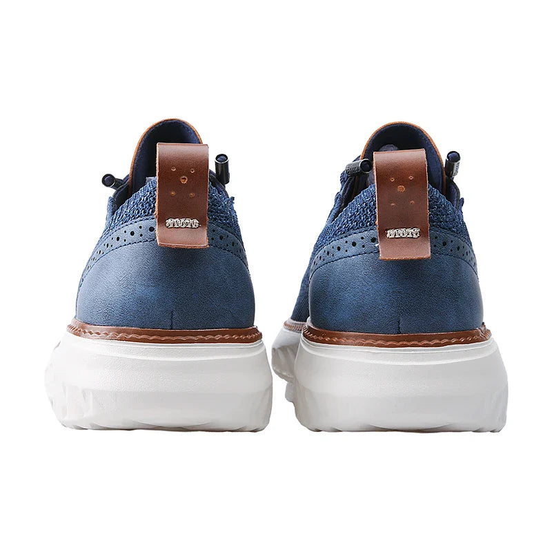 Halton | Knit Mesh Low-Top Men's Sneakers with Leather Trim Detail