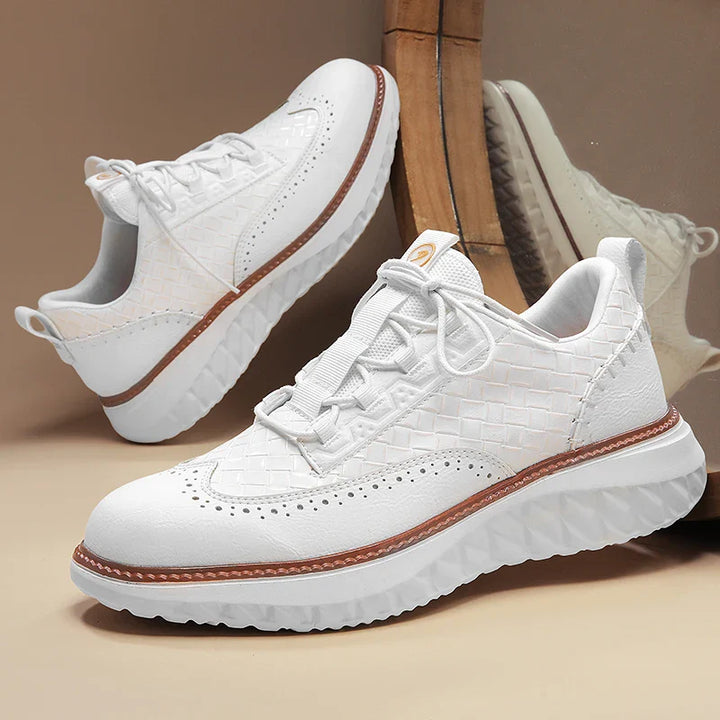 Quillen | Woven Texture Brogue-Detail Men Sneakers