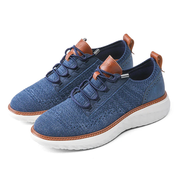 Halton | Knit Mesh Low-Top Men's Sneakers with Leather Trim Detail