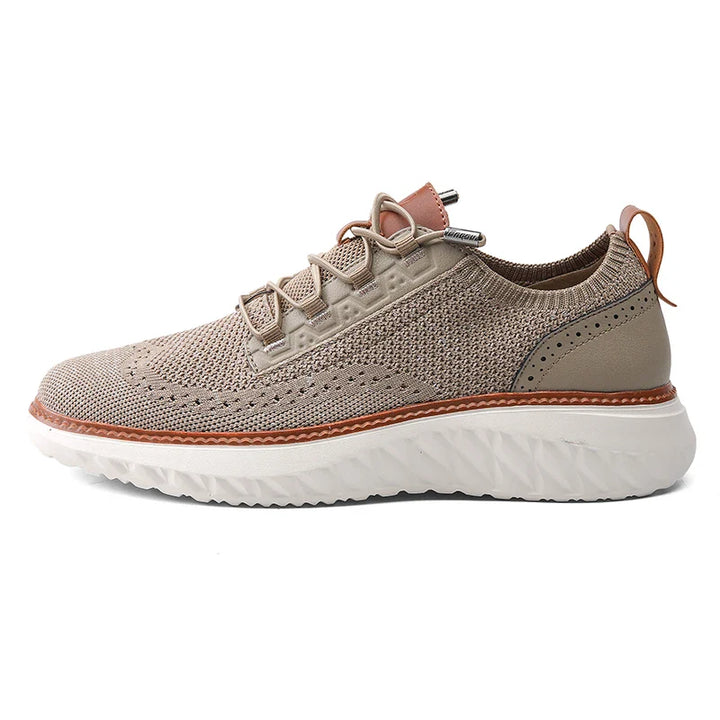 Halton | Knit Mesh Low-Top Men's Sneakers with Leather Trim Detail