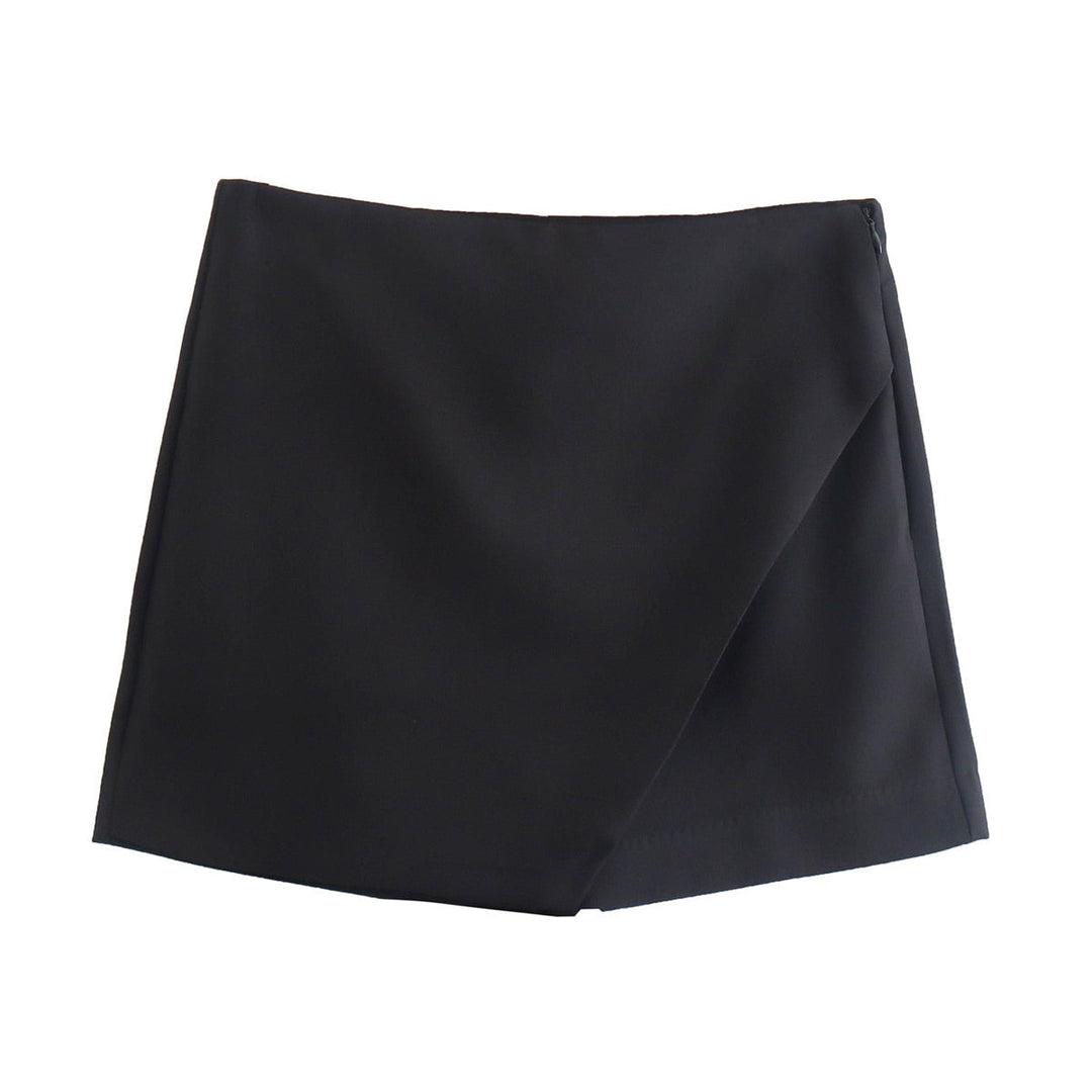Electra | Asymmetric Wrap Front Mini Skort Skirt