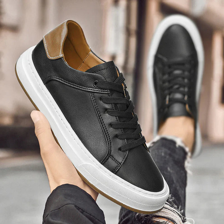 Dalton | Clean Leather Low-Top Men's Sneakers with Contrast Heel Tab