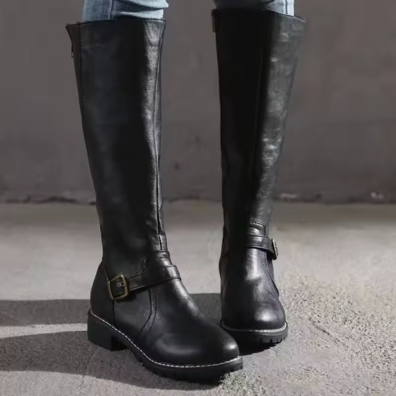 Sloane | Women's Knee High Boots Leather Buckle