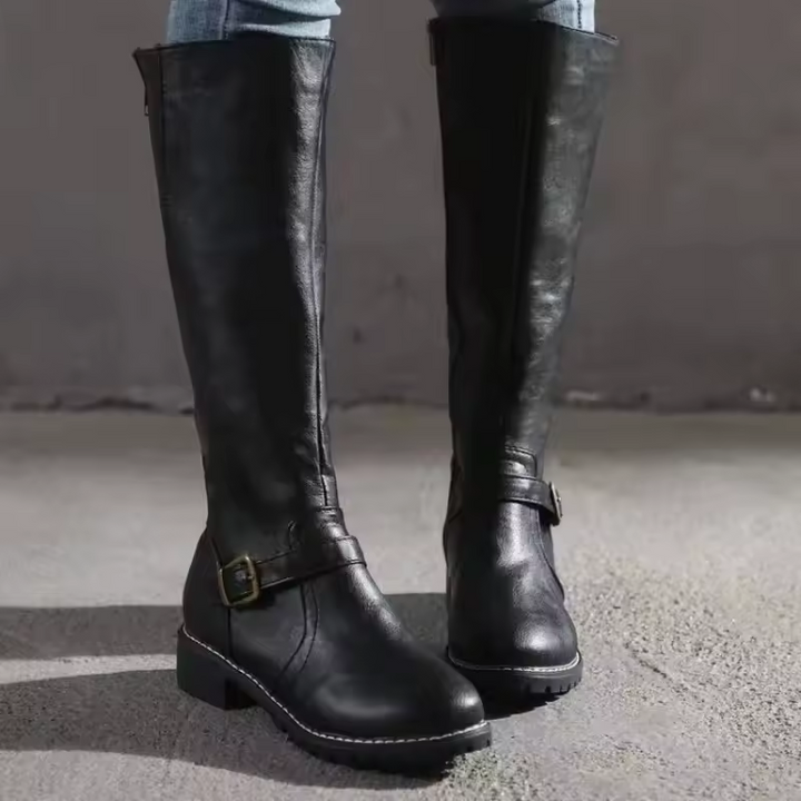Sloane | Women's Knee High Boots Leather Buckle