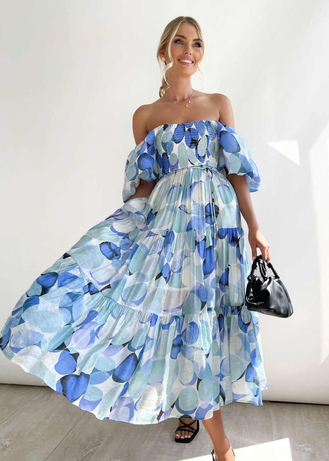 Primrose | One Shoulder Dress with Tiered Floral Midi Skirt