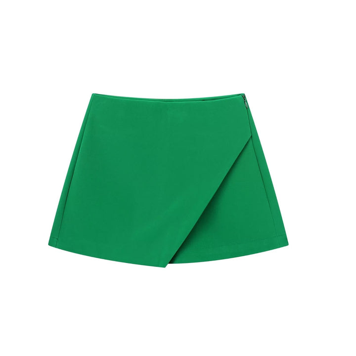 Electra | Asymmetric Wrap Front Mini Skort Skirt