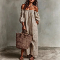 Aurelia | Striped One Shoulder Dress with Maxi Hem